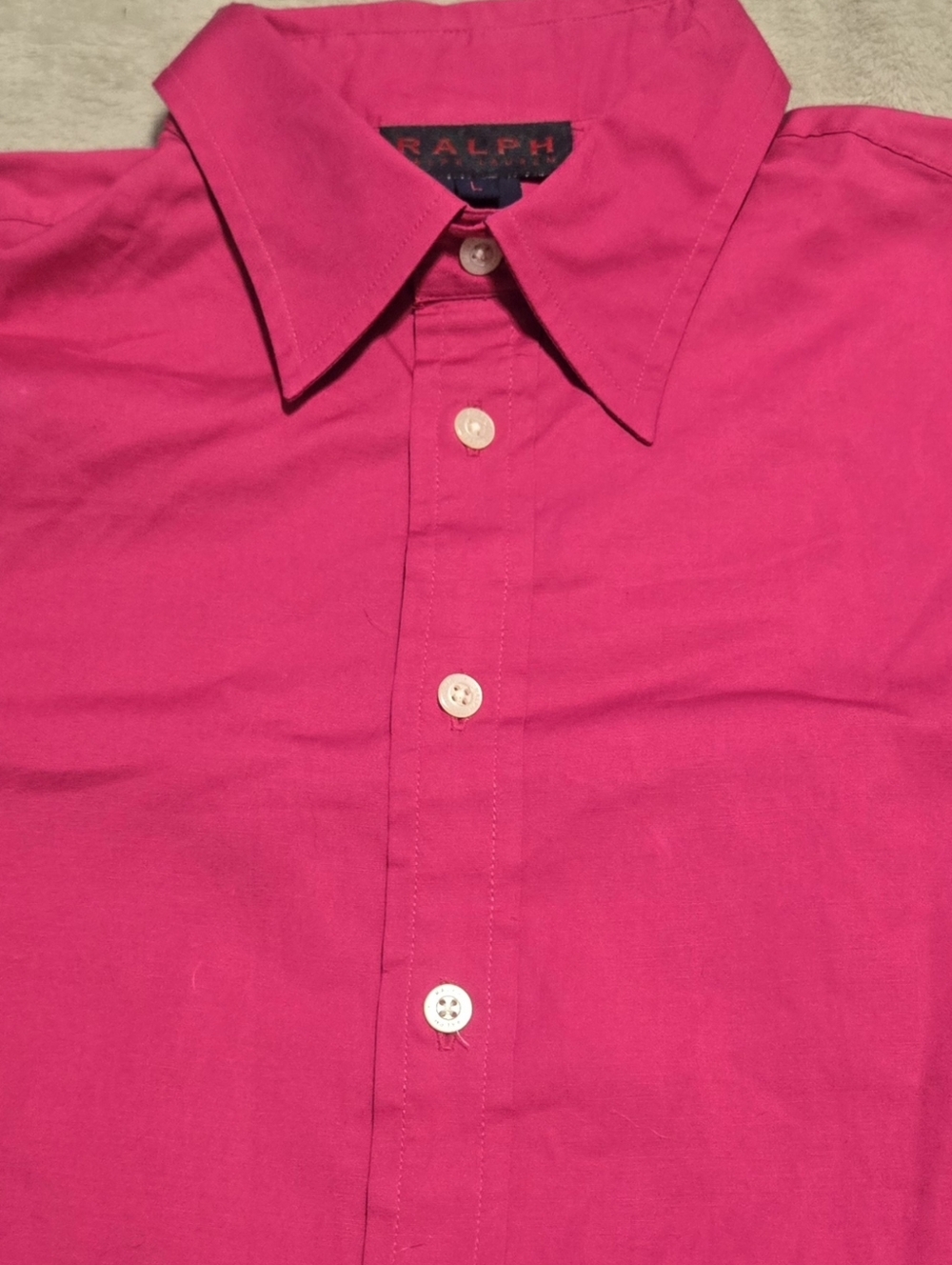 Ralph Lauren Women's Vibrant Fuchia Button-Down Dress Shirt Size Large Preppy